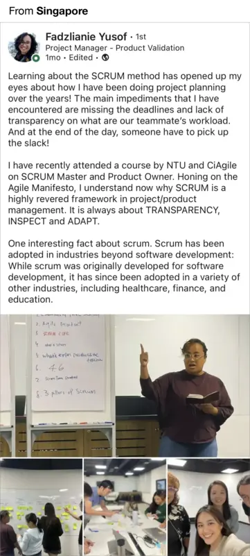 Learning about the SCRUM method has opened up my eyes about how I have been doing project planning over the years! The main impediments that I have encountered are missing the deadlines and lack of transparency on what are our teammate's workload. And at the end of the day, someone have to pick up the slack!